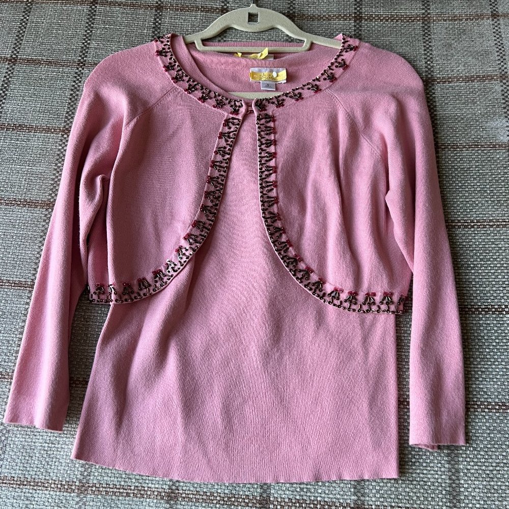 Ann Taylor Loft Rose beaded Sweater set